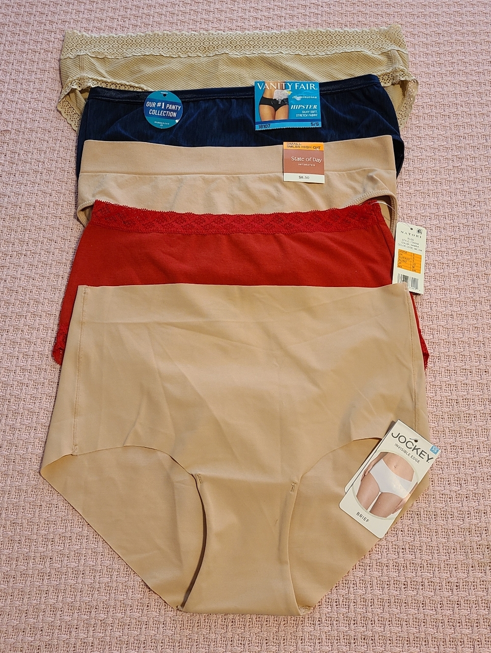 Lot of 5 New Hipster Brief Panties Size Sm - Assorted Brands